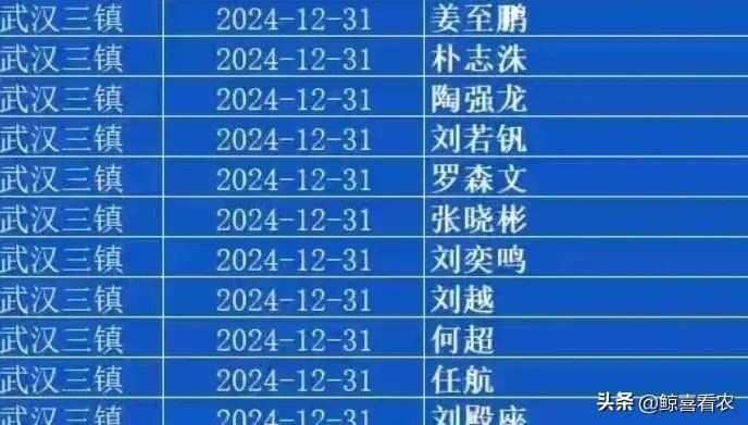 确定了！武汉三镇将只剩18人，13人会离开，包括1外援5国脚