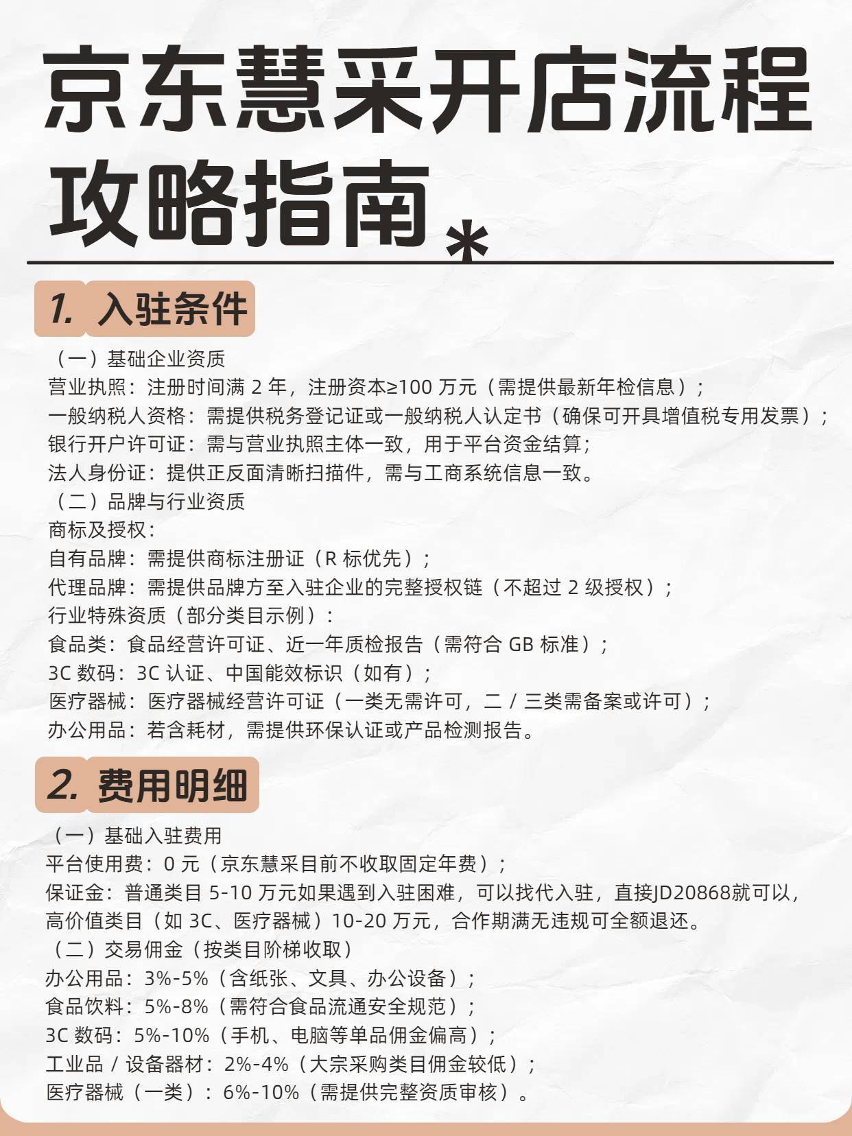 京东店铺注册流程及费用标准