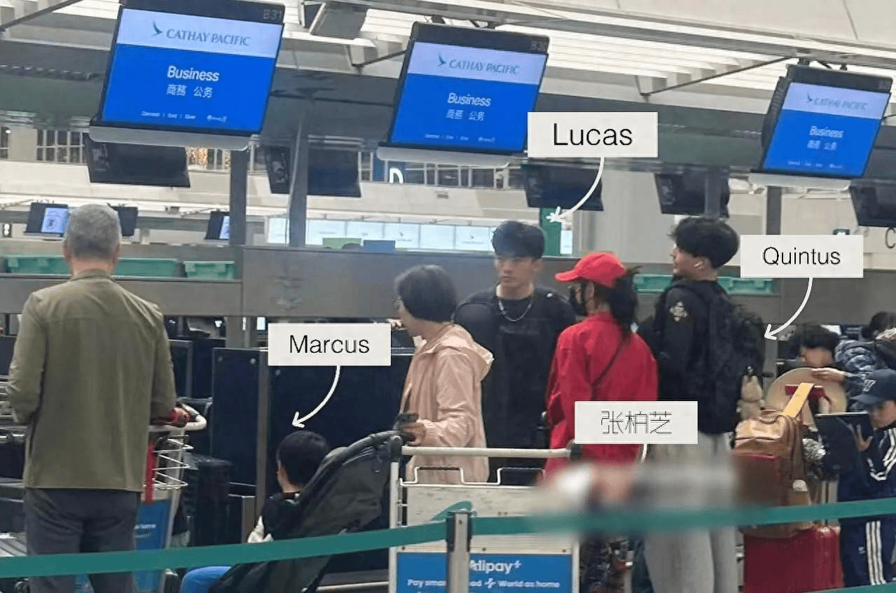 张柏芝和三个儿子飞澳洲，一家四口好有爱，15岁小Q比Lucas还要高