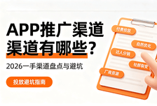 APP推广渠道有哪些？2026一手渠道盘点与避坑