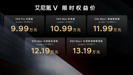 限时权益 9.99 万起，艾尼氪 V 开启合资纯电本土化新答卷