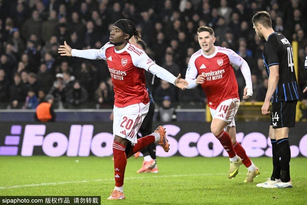 欧冠-马杜埃凯双响马丁内利破门 阿森纳3-0基本直通淘汰赛