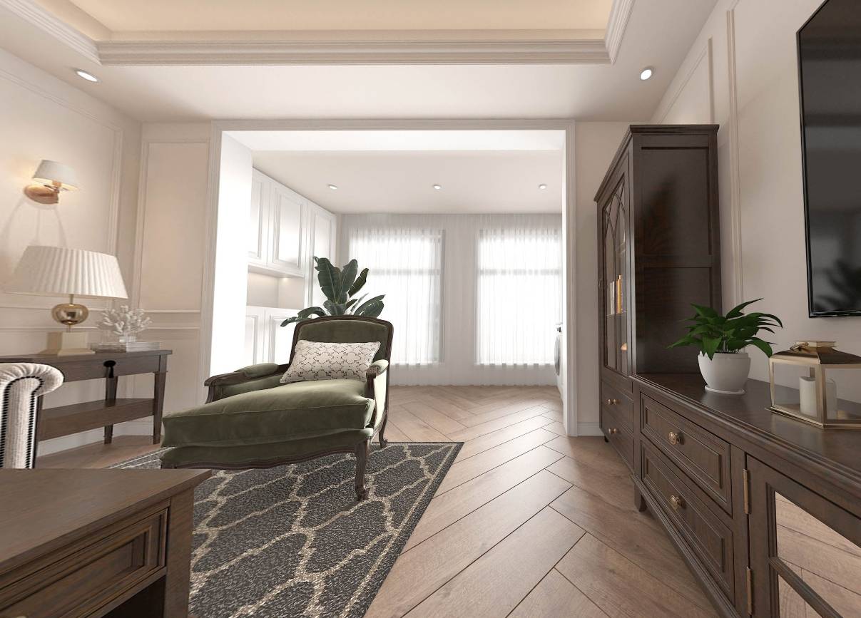 临沂百纳易筑装饰中海熙园118平美式风效果图