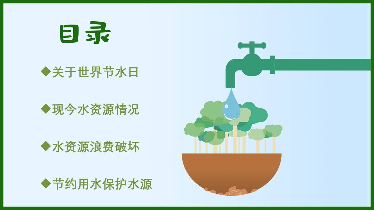 教育课件节约用水世界节水日ppt模板