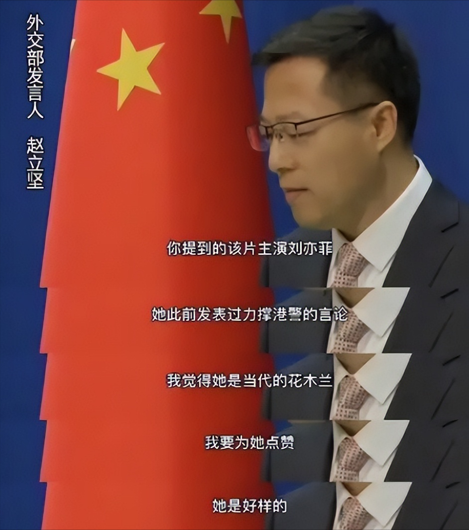 当刘亦菲因为身份的问题在一次被网友针对时,外交部发言人赵立坚却称