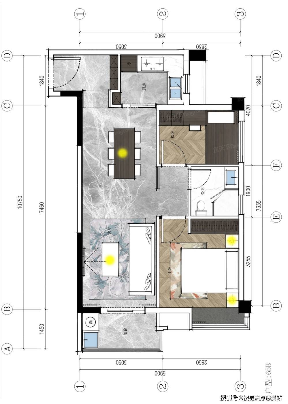 待售凱佳·江南里 平層戶型·建面/55㎡2室2廳1衛待售凱佳·江南里 平