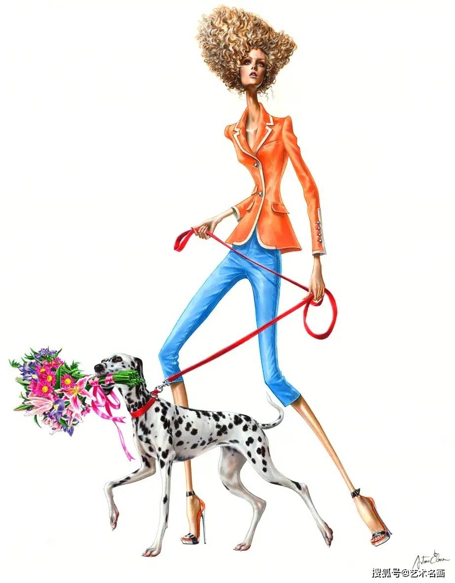 细瘦风格时装插画︱西班牙画家arturoelena的绘画作品