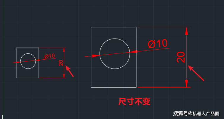 autocad縮放圖形比例後保持標註尺寸不變_方法_圖元