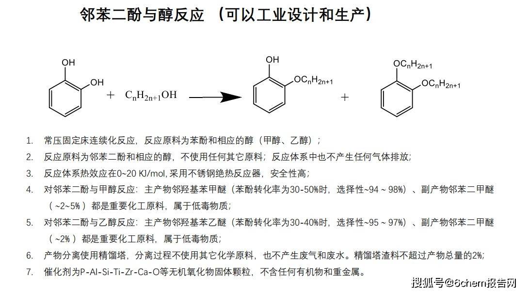 1. 常壓固定床連續化反應,反應原料為苯酚和相應的醇(甲醇,乙醇);2.