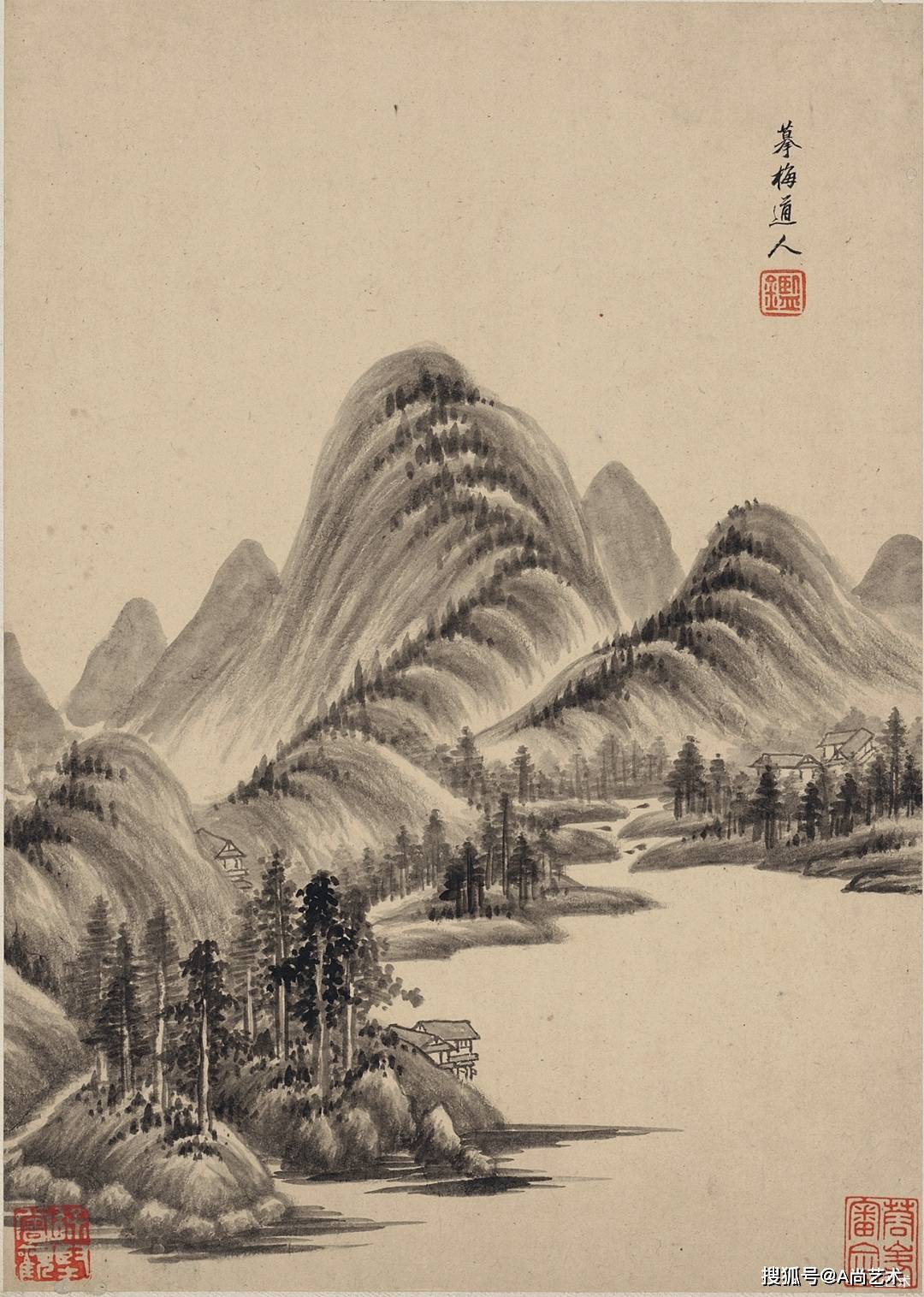历代名画//王鉴 山水画高清作品_王时敏_吴镇_画风