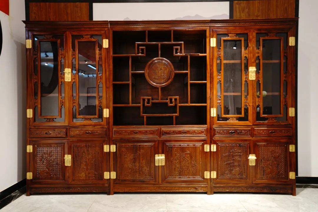 臻匠红木家具之书房系列_书柜_办公桌_组合