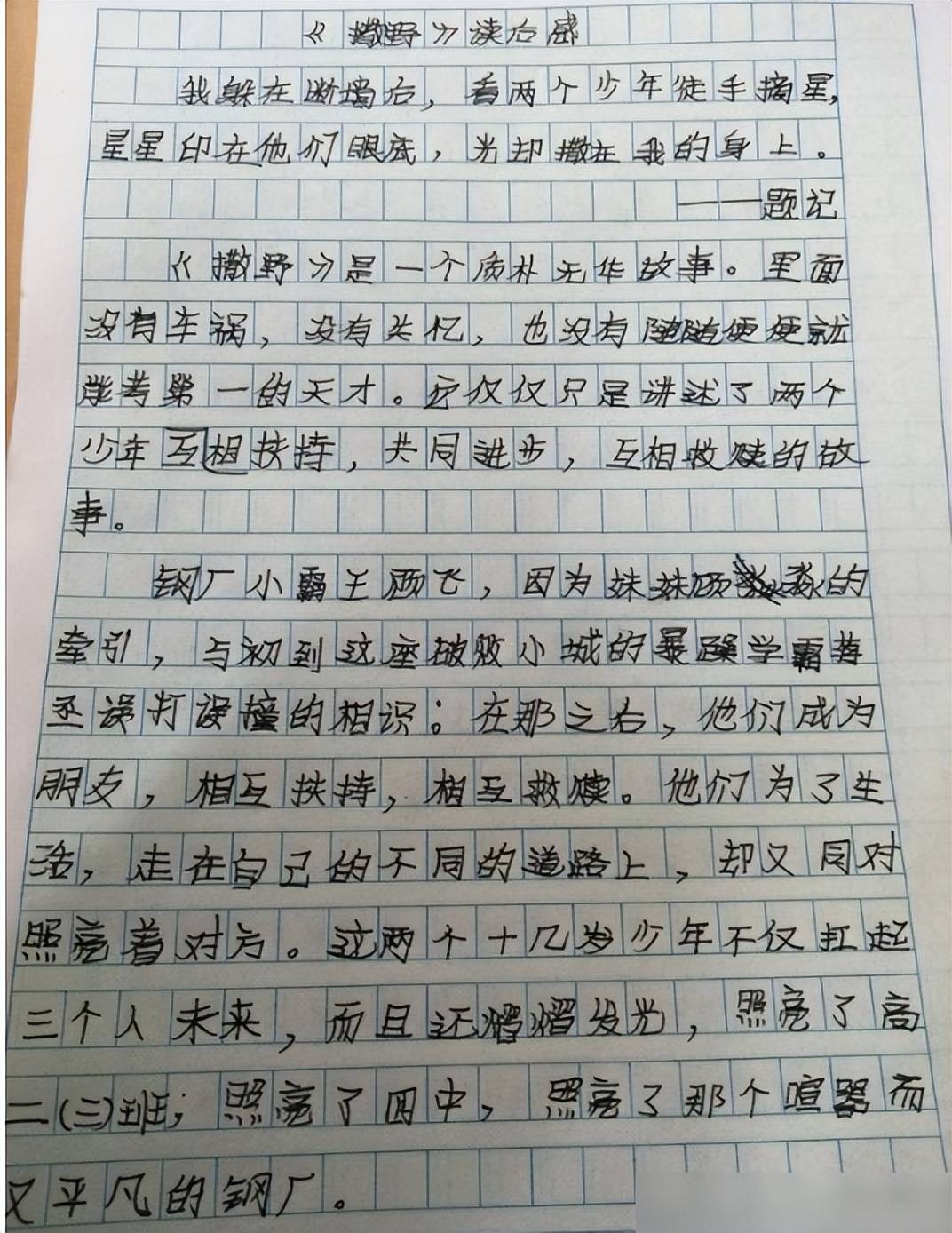 学生作文写《天官赐福》,字迹工整观点分明,老师:"低分警告"_内容