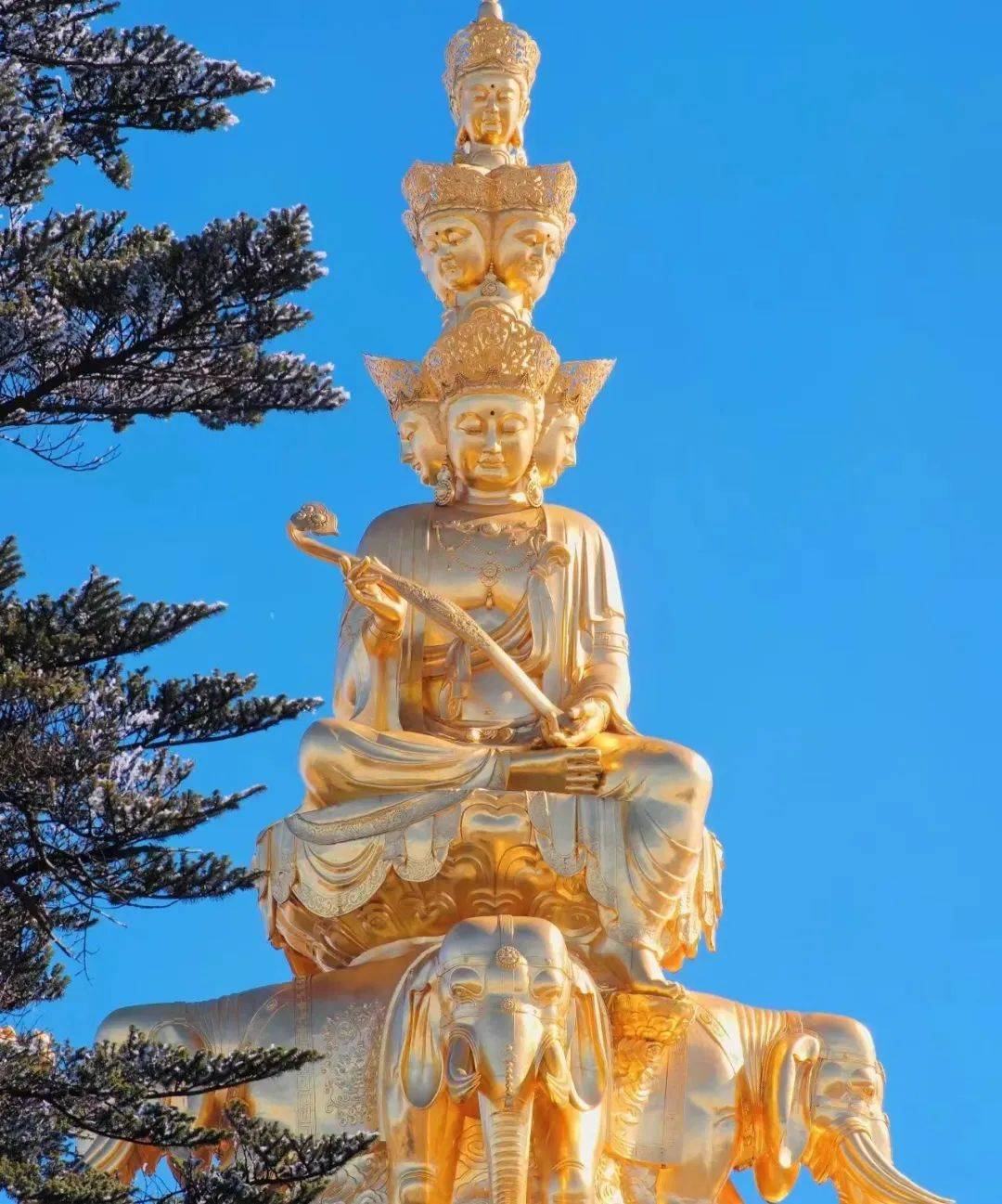 佛像闪放着金光,让人心生敬畏如果你也喜欢湛蓝,那一定不能忽视峨眉山