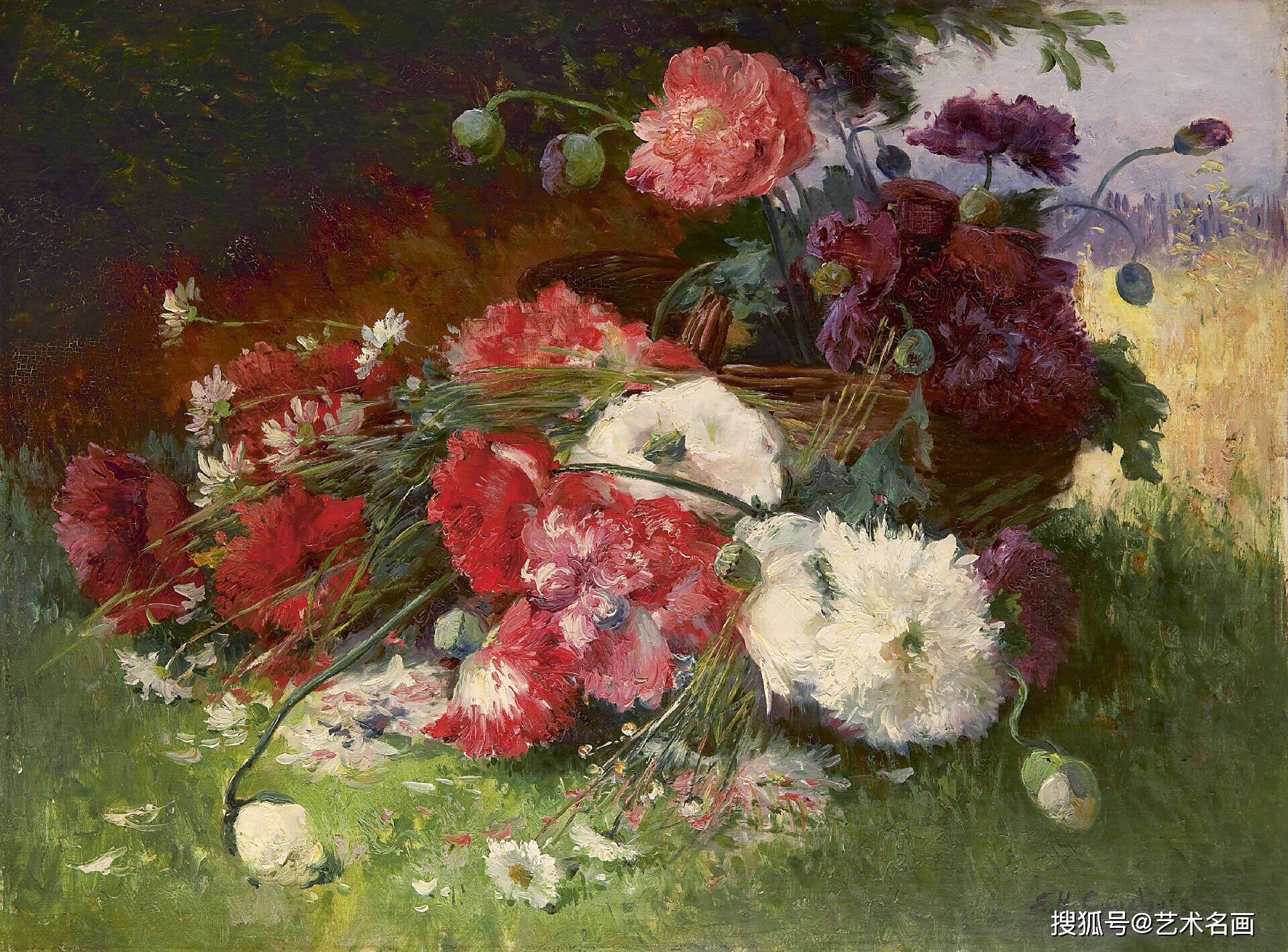 唯美的花卉油画︱法国艺术家eugene henri cauchois绘画作品