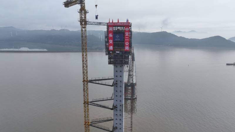 温州市洞头峡跨海大桥主塔成功封顶_建设_施工_项目