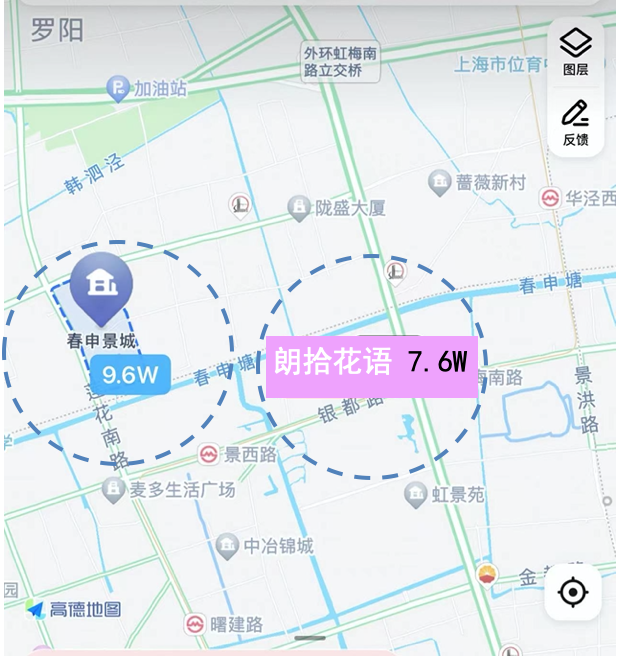 同板块内的二手房春申景城二手房成交价约9.