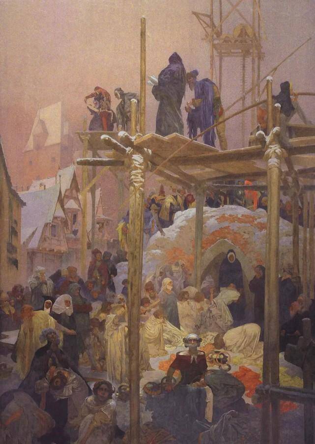 八:《大师扬·胡斯在伯利恒教堂讲道 》,1916胡斯是著名的改革家,提出