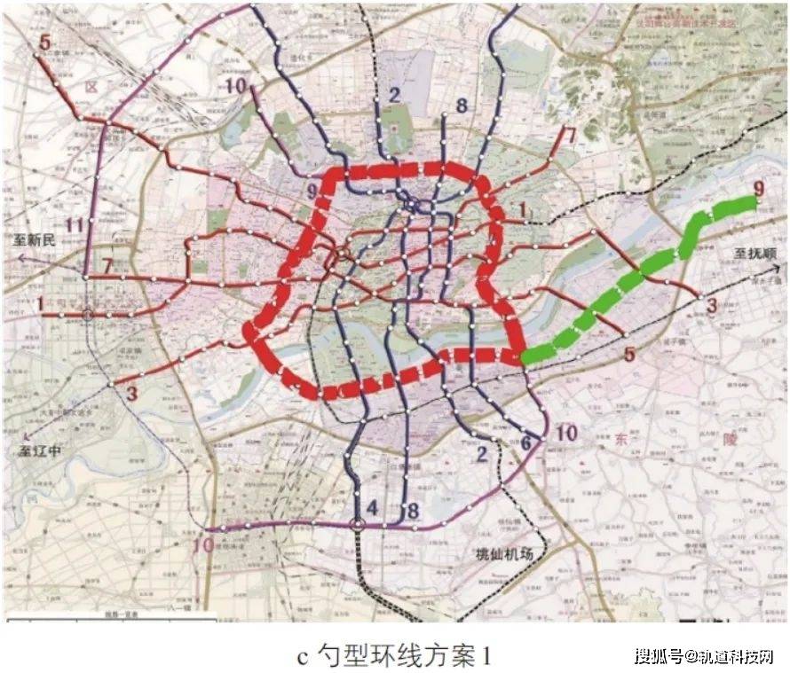 圖10 瀋陽地鐵9 號線,10號線成環方案論證資料來源:依據瀋陽市線網