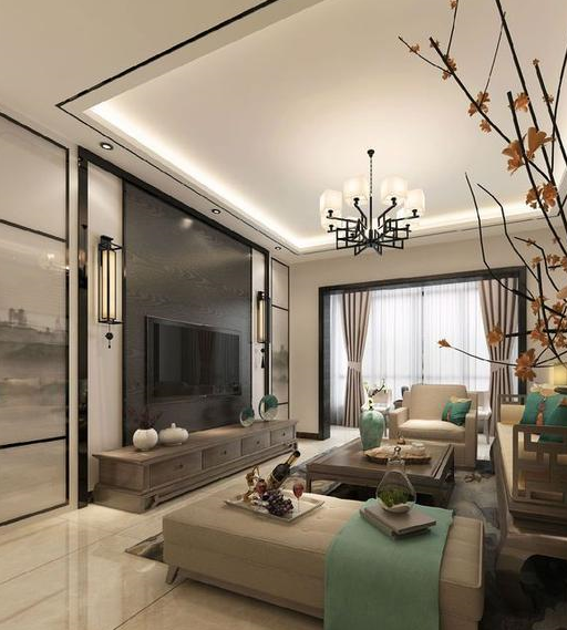 昆明金科阳光里102平新中式风格装修案例,温和清浅