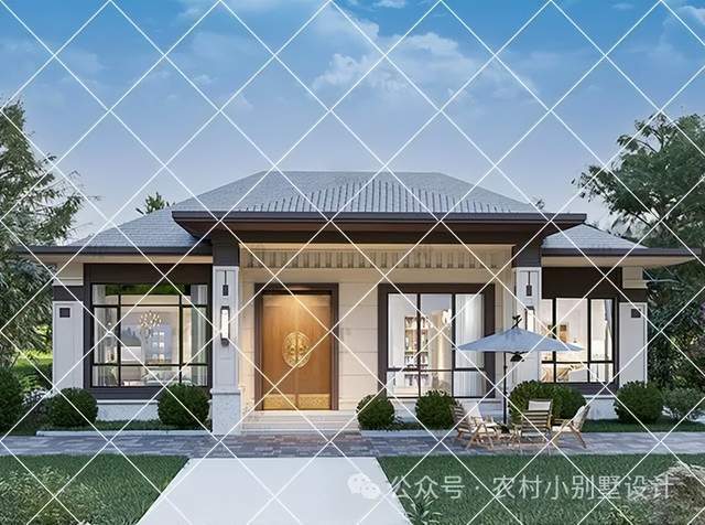 霸气十足30款一层新中式自建房别墅,农村养老自建房的