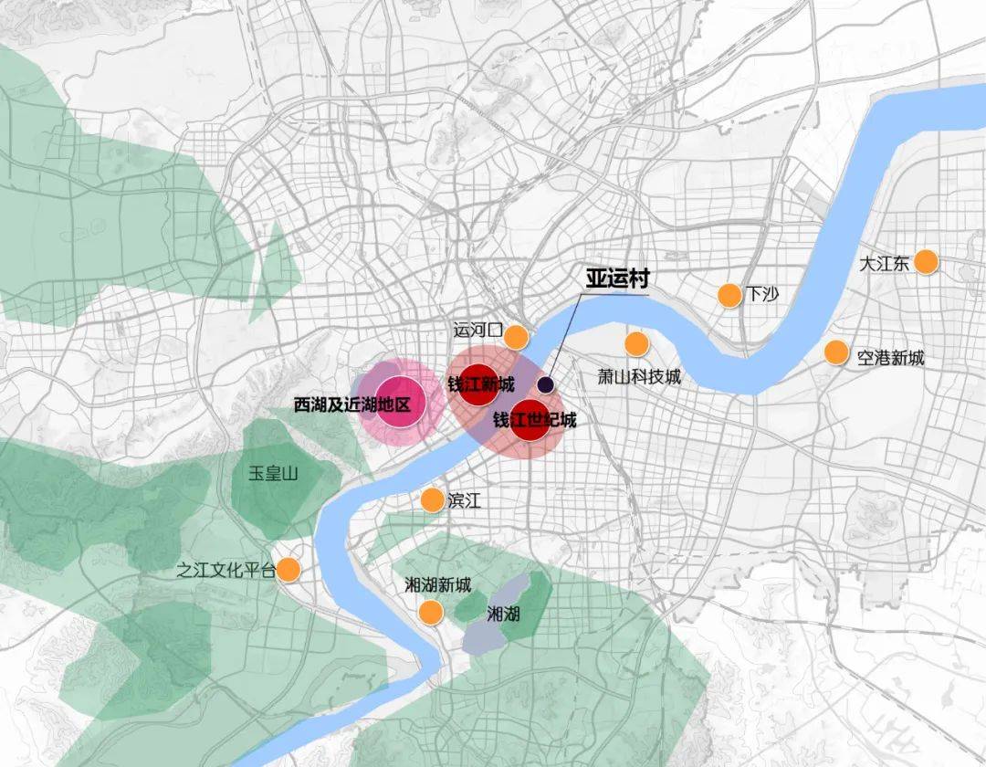 三橋,兩座跨江大橋連接錢江兩岸;慶春路隧道,博奧路隧道與地鐵2號線