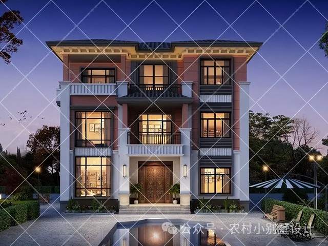 21款三层新中式农村自建房别墅,复试客厅楼中楼设计,2024建房首选