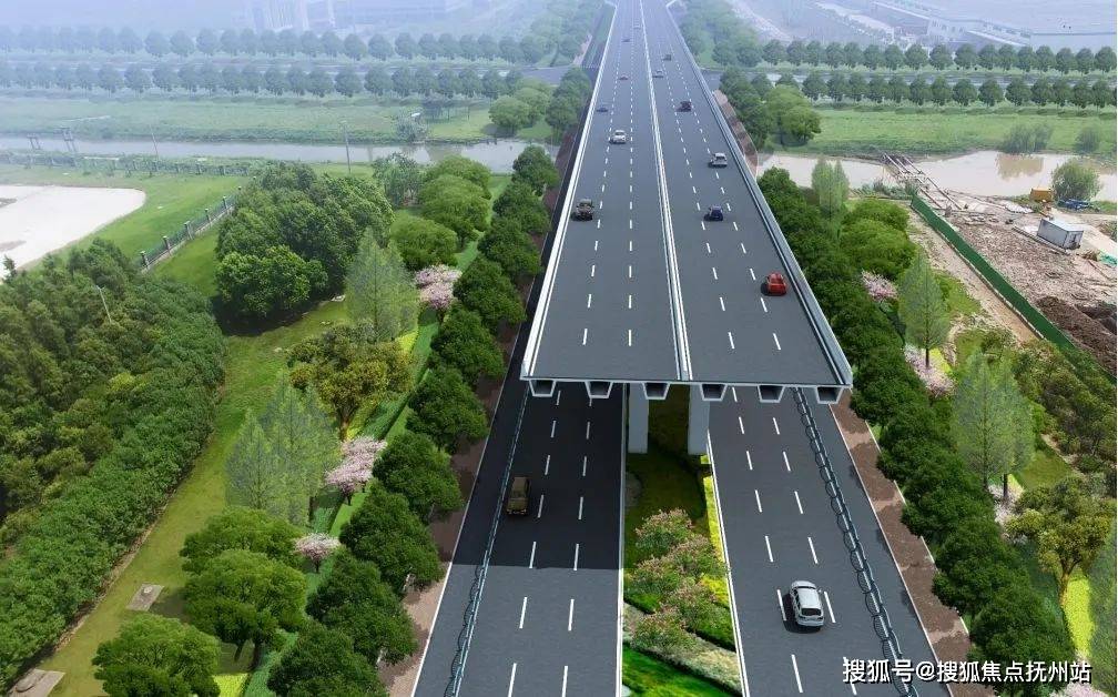 新四平公路至s2沪芦高速,采用"主线高架 地面辅路"形式,设计速度80km