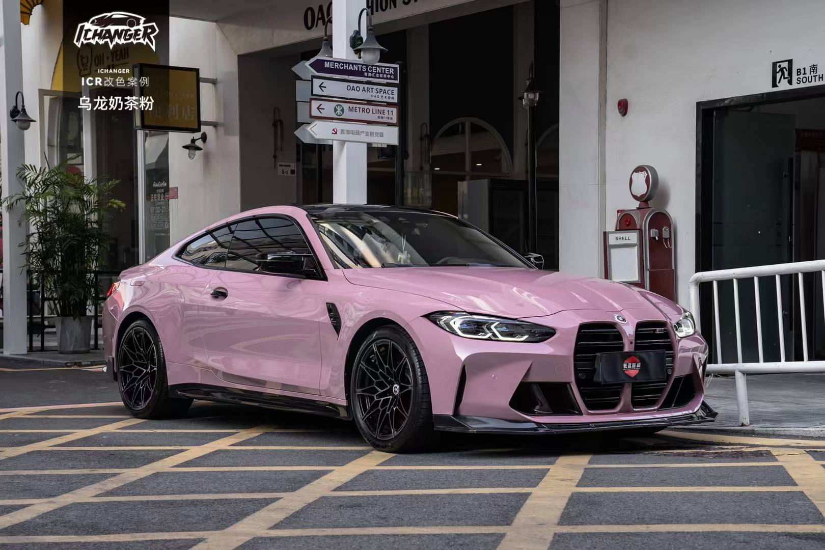 宝马m4-icr改色膜乌龙奶茶粉,甜而不腻!_#milkpink_mpower_色调