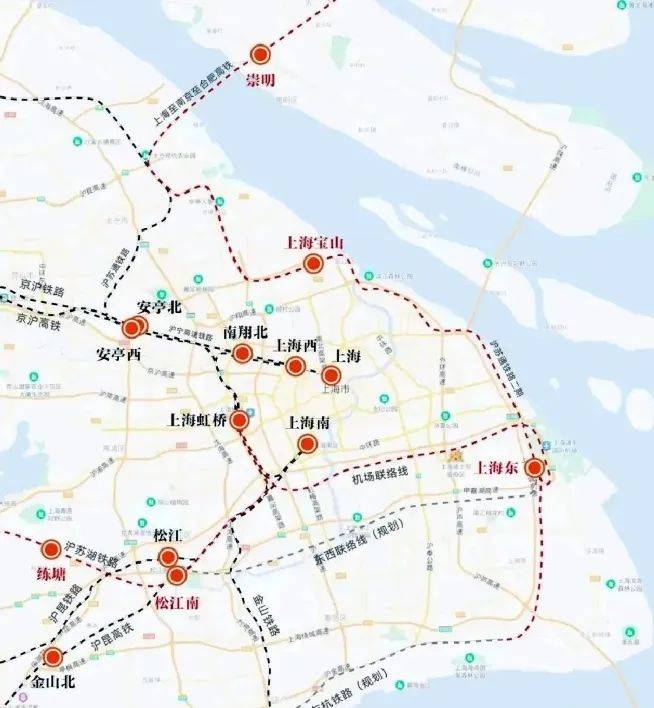 規劃滬乍杭鐵路,並可引入滬蘇湖鐵路,滬寧沿江高鐵和上海至南京至合肥