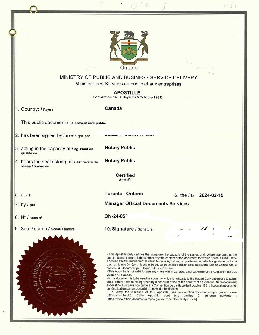 加拿大海外华人出售中国房产委托书的中英文海牙认证_搜狐网