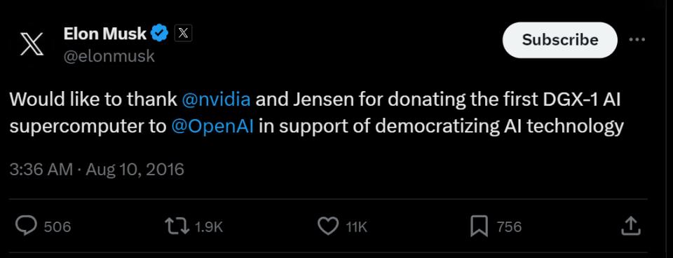 超级人工智能的派对开始了:黄仁勋,奥特曼与马斯克现goat之争_openai