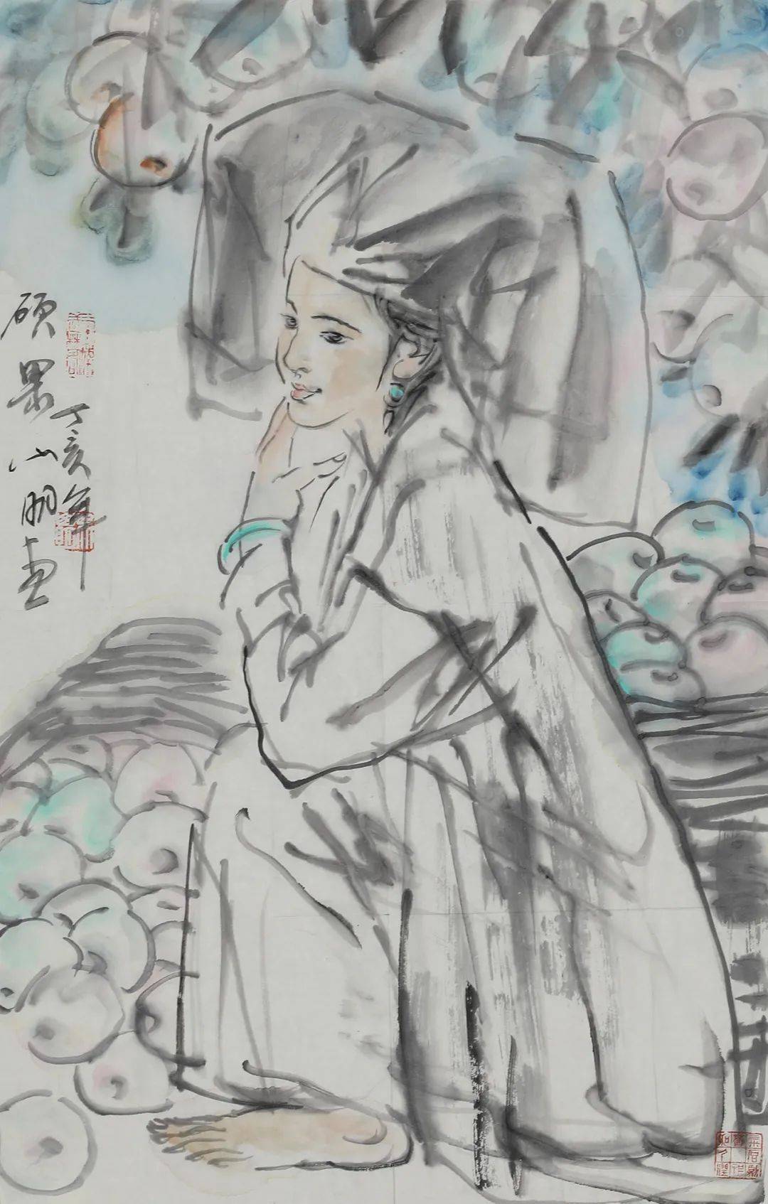 图录号 18005吴山明(1941～2021)硕果图设色纸本 画心2007年69.