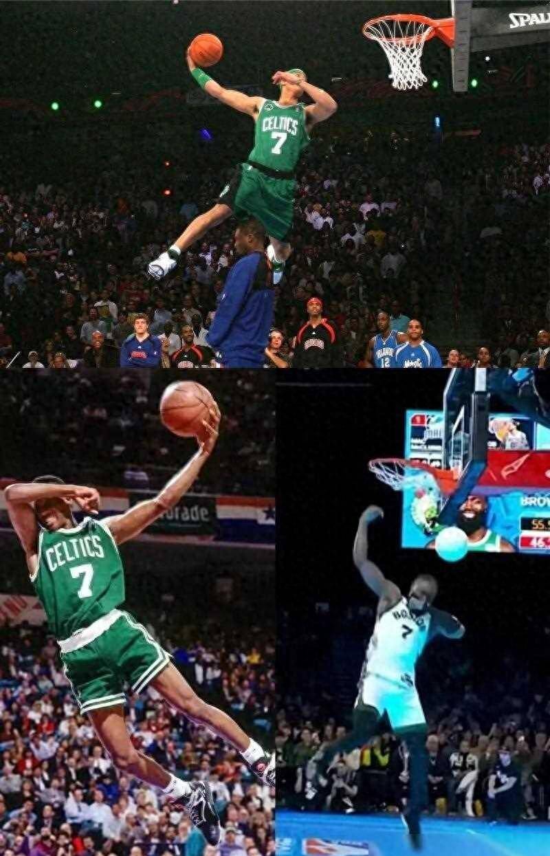 绿军扣将3次no look dunk 落地后才蒙眼的杰伦竟比_布朗_扣篮_比赛