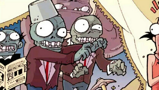 只见,一排排的僵尸,豌豆,坚果墙,食人花等植物大战僵尸里的角色纷纷