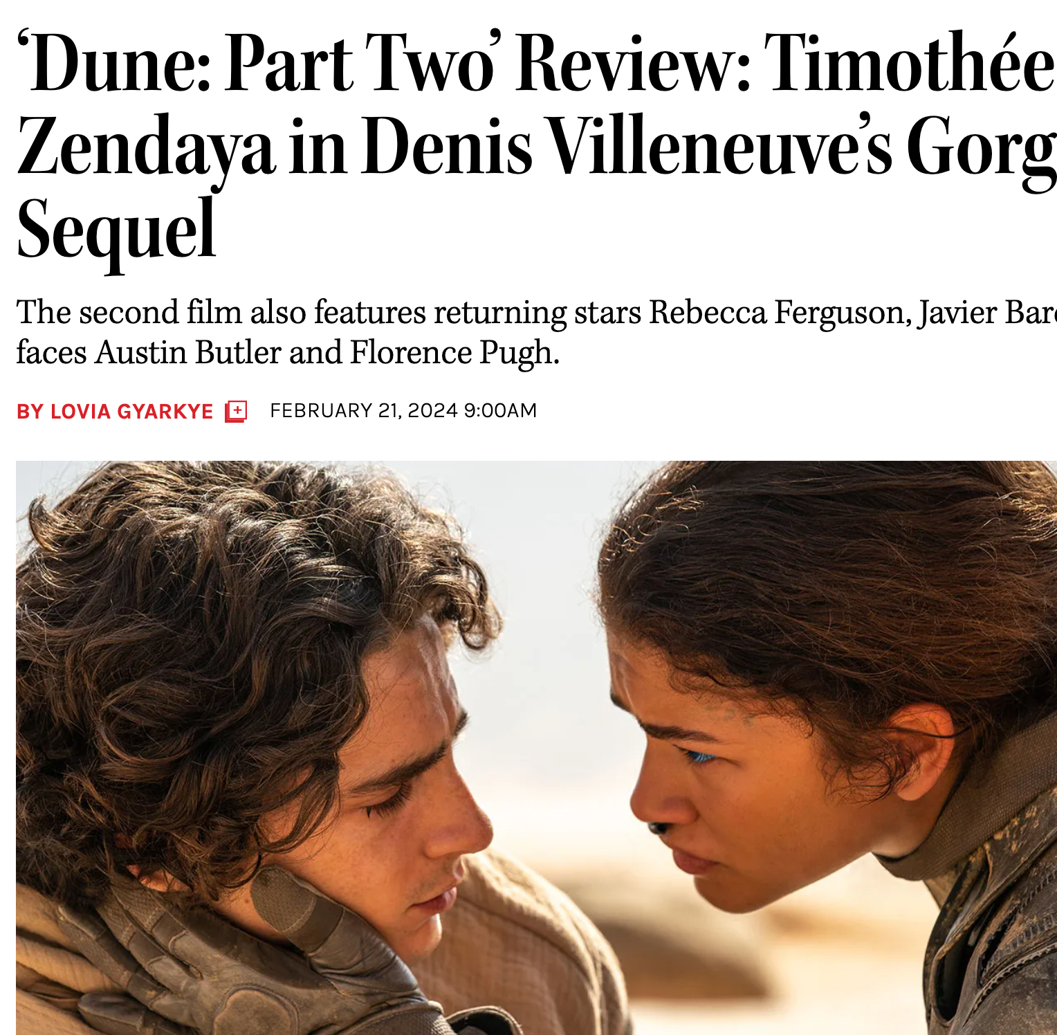 洛维亚希望甜茶演出海登的脆弱感,《沙丘》能否迎合亚洲的影迷?