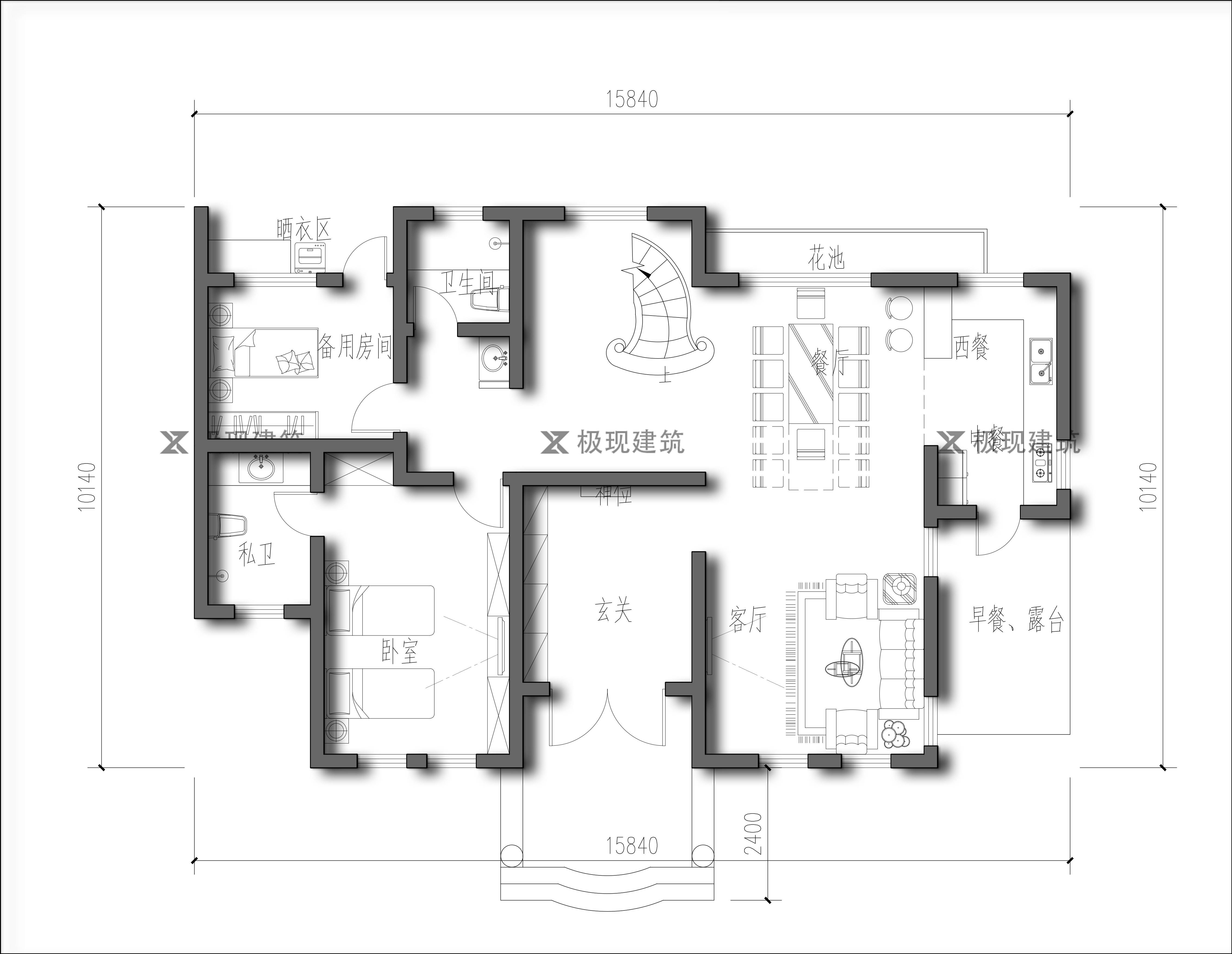 阳台施工图平面画法图片