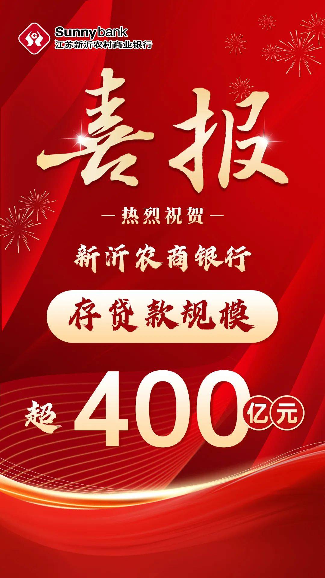 喜报丨热烈庆祝新沂农商银行存贷款规模超400亿元!