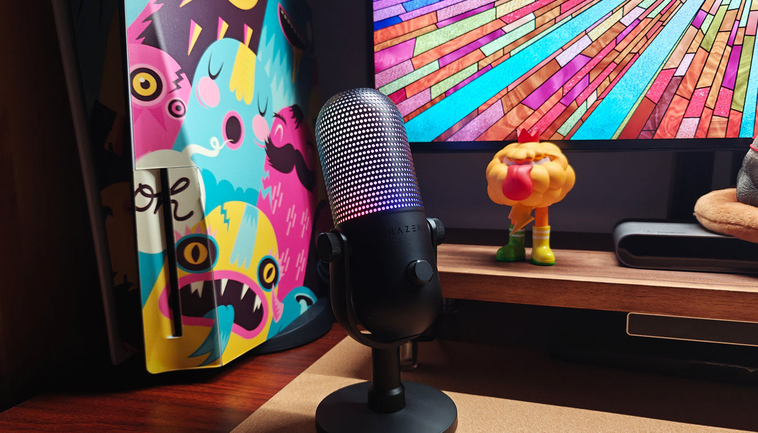 原创可自定义rgb的麦克风直播与视频的创作利器雷蛇魔音海妖v3幻彩版