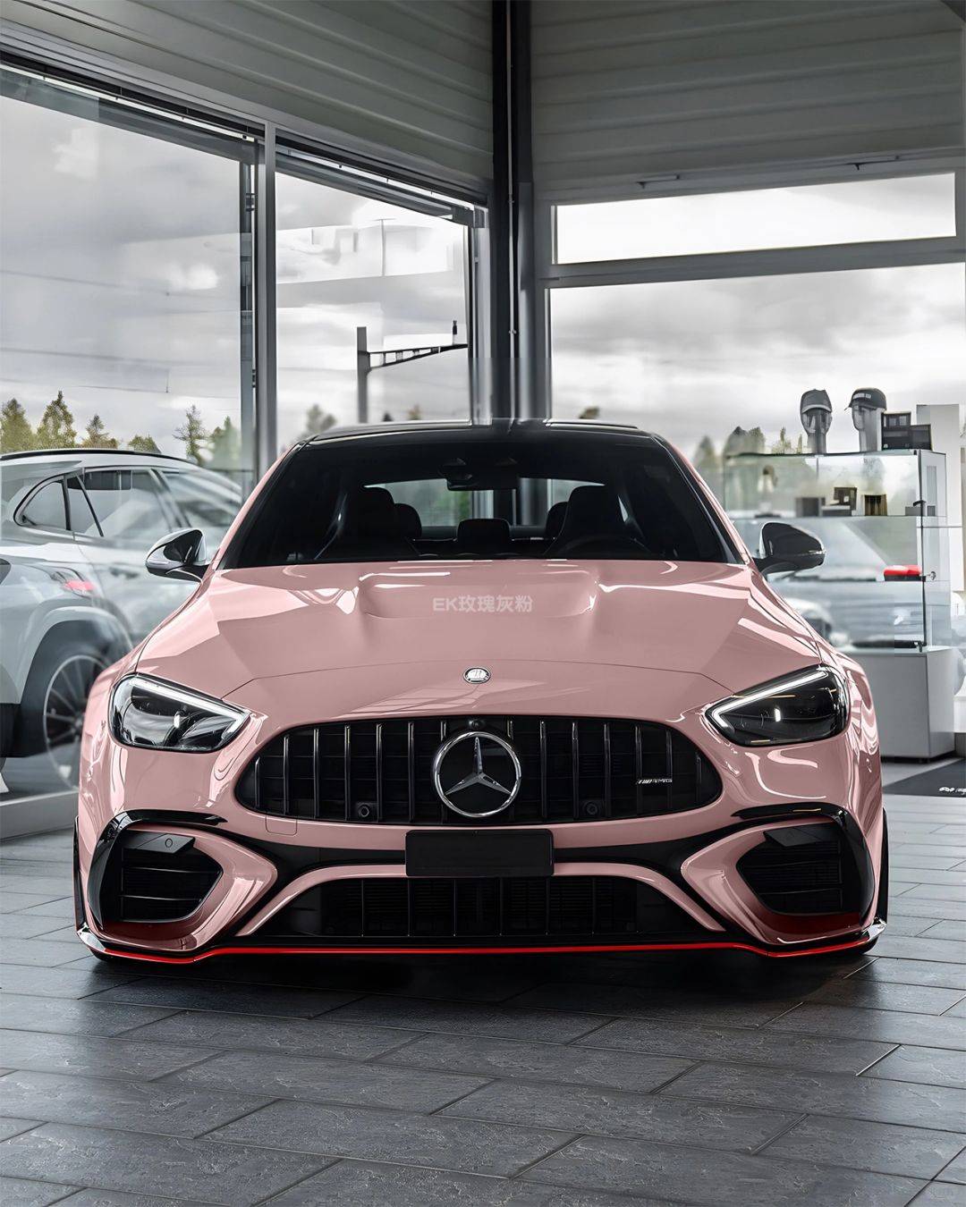 奔驰c63-ek改色膜玫瑰灰粉,带着一点浪漫的feel_色彩_粉色_晨曦