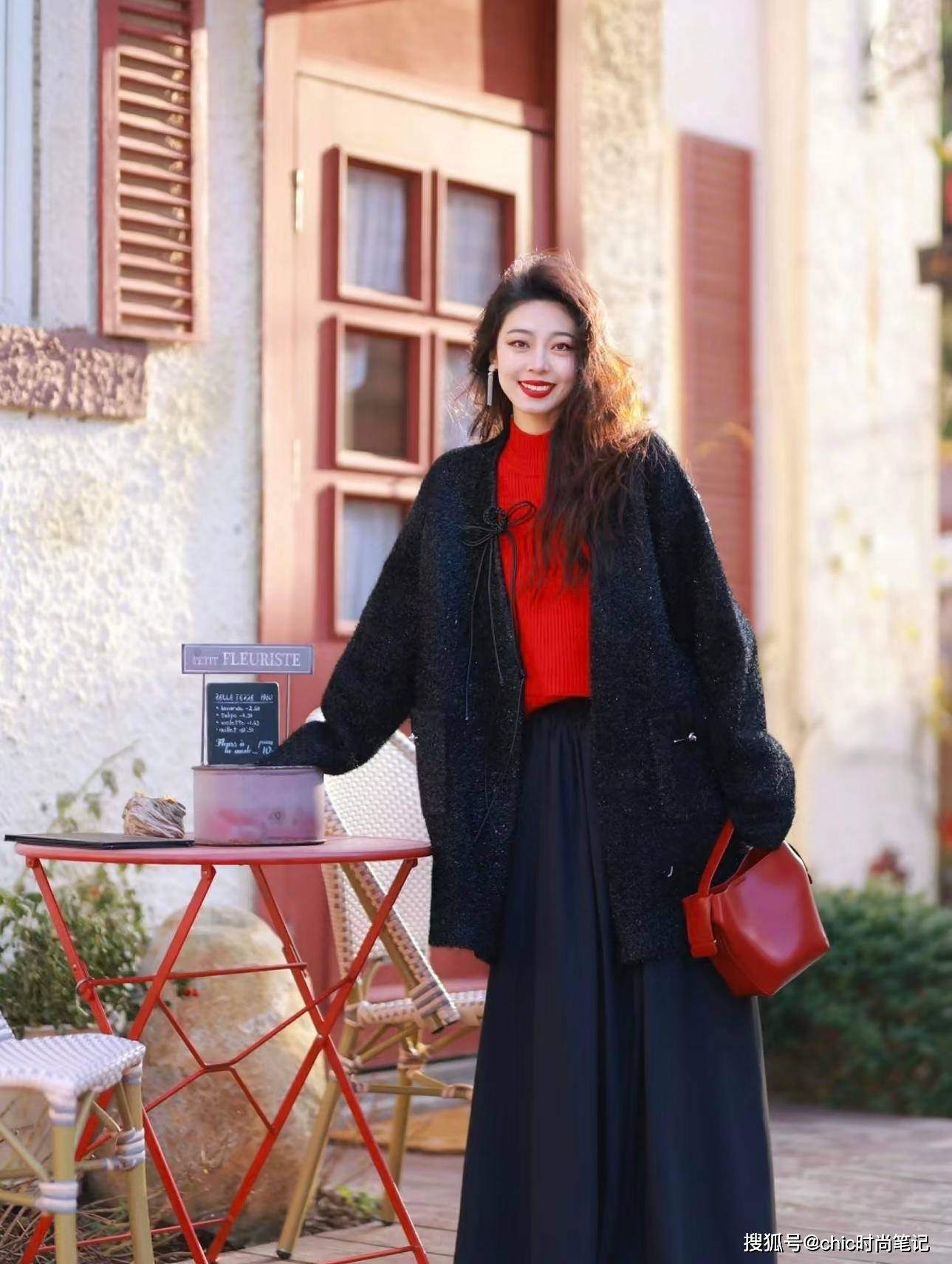 原创超模肯豆的复古红色系穿搭高级且成熟御姐气场up