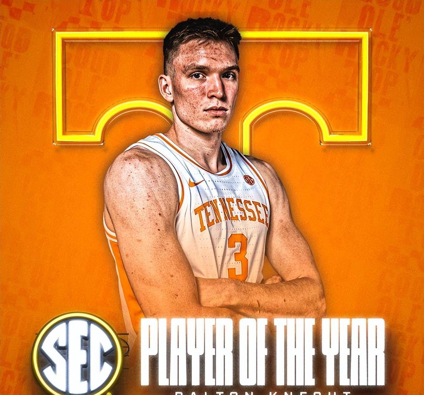 田纳西大学得分手道尔顿-克内克特当选SEC联盟的年度最佳球员_搜狐网