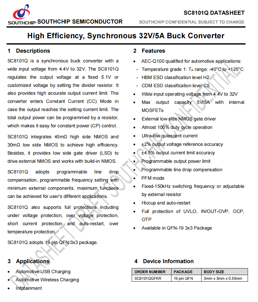 sc8101q提供高精度的输出电流限制.