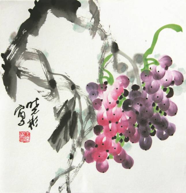 王晓彬画作□陆贤能葡萄是很多画家喜欢表现的题材,王晓彬的写意葡萄