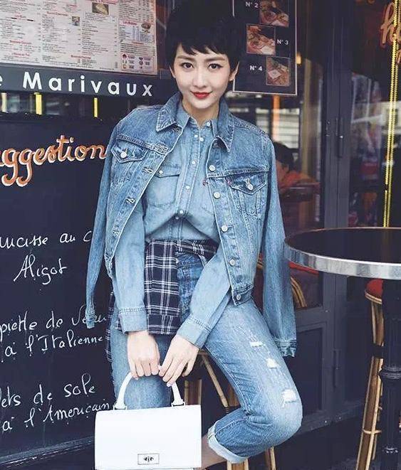 原创王鸥终于剪掉10年长发一身牛仔造型配短发a爆看了都想剪