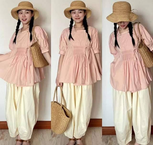 感的包包和帽子和一双轻便舒适的凉鞋,整个穿搭看起来就特别轻松惬意