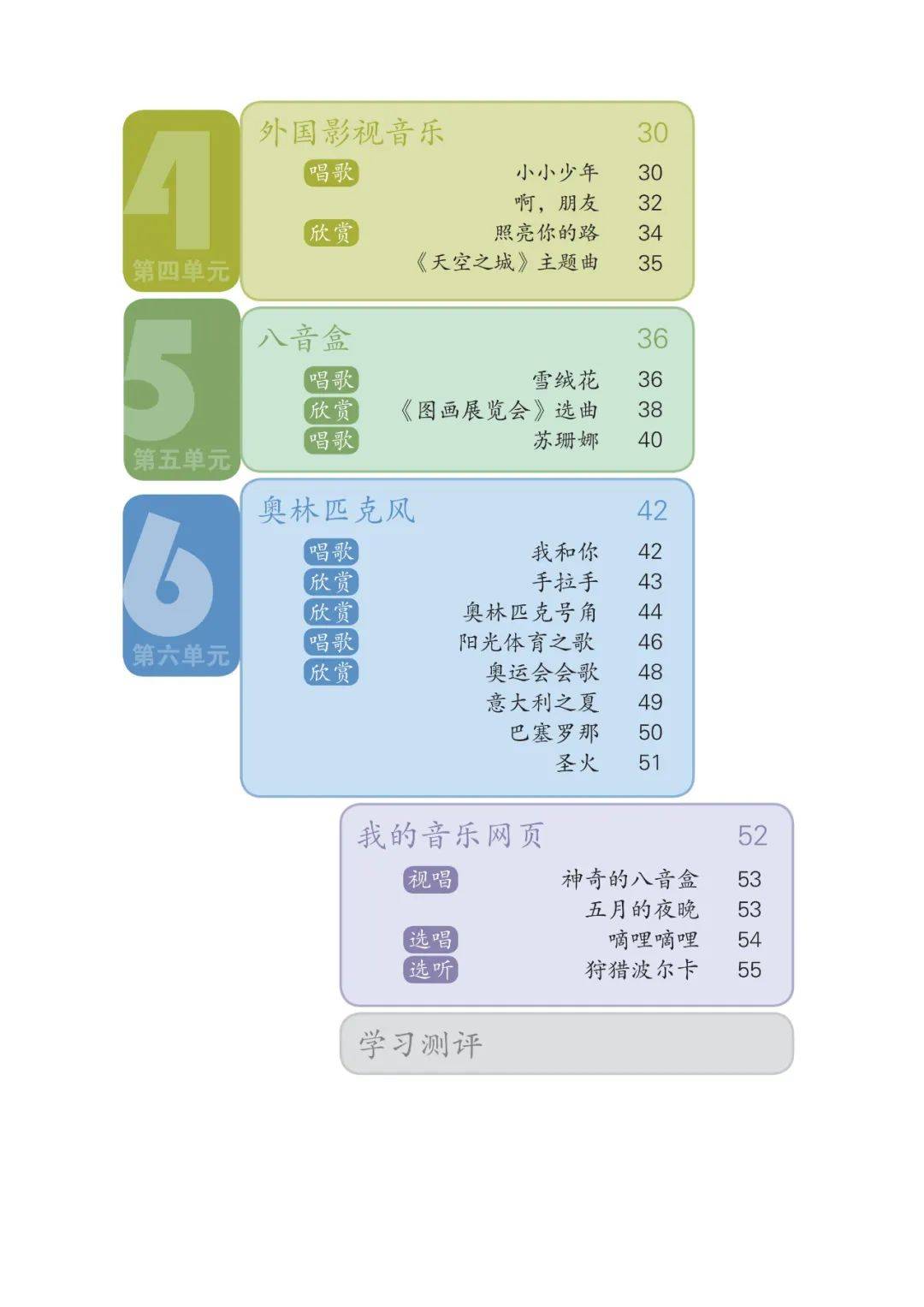 六年级音乐书目录图片