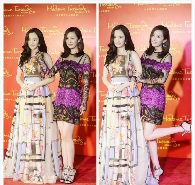 原创杨幂牵手自己蜡像还真是惟妙惟肖相似度好高不细看都分不出来