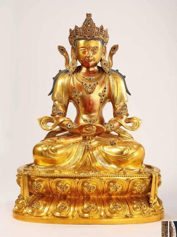 康熙铜鎏金无量寿佛像805万元成交文物商品艺术品线下交流会私下交易