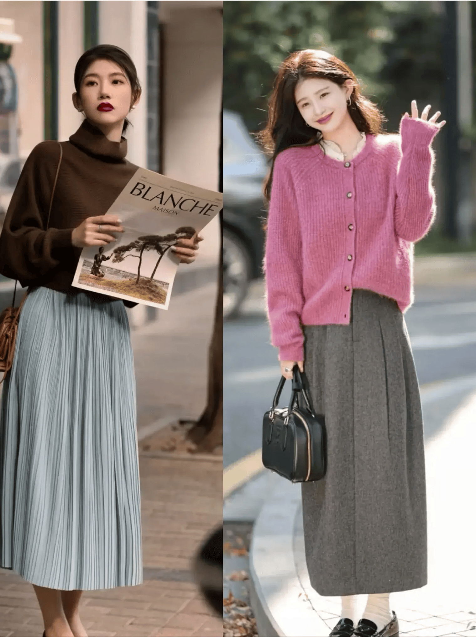 原创今年流行针织衫长裙特适合450岁女人减龄显瘦太美了