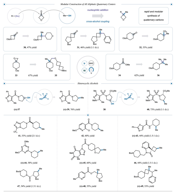 和杂环醇 功能化 作者接下来探索了生物活性分子的后期功能化